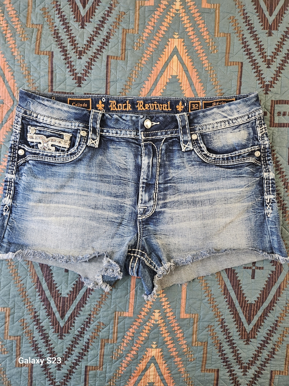 Rock Revival Celinda Women's Faded Blue Denim Shorts